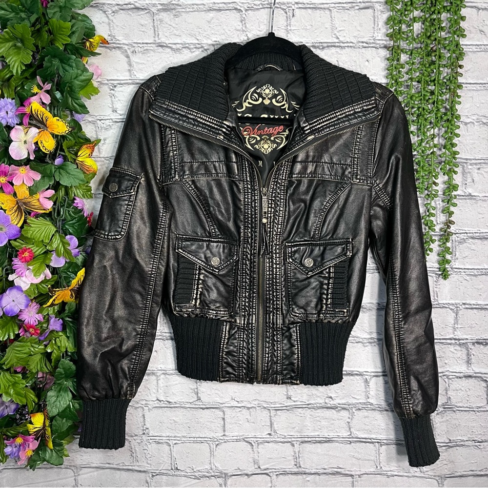 -💙2/$40💙Big Chill Vintage Faux Leather Jacket Size Small